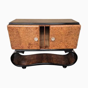 Mueble bar italiano Mid-Century estilo Art Déco de nogal nudoso y espejo de mosaico de Paolo Buffa, años 40