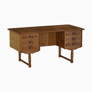 Vintage Danish Freestanding Desk in Oak by Henning Kjærnulf, 1960s