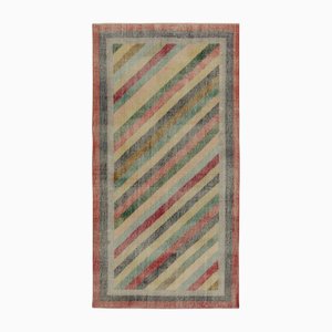 Vintage Teppich im Used-Look mit bunten Streifen von Rug&Kilim