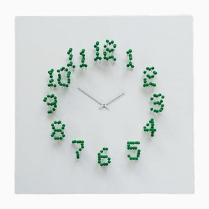 Mocapwhite-Green Illusionistic Wall Clock by Jan Paul