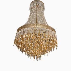 Murano Glas Kronleuchter von Archimede Seguso, 1940er