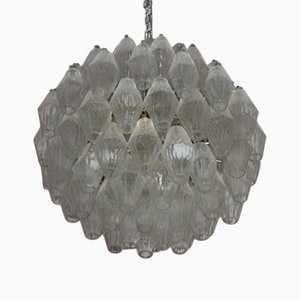 Runder transparenter Poliedro Kronleuchter aus Muranoglas von Venini, Italien, 1950er