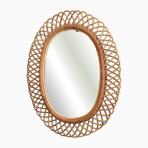 Woven Bamboo Mirror from Franco Albini, Italy, 1950s