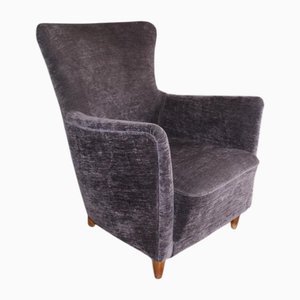 Italienischer Sessel aus Grauem Samt von Paolo Buffa, Italien, 1950er
