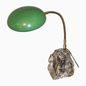 Lampada da tavolo orientabile in cristallo e metallo laccato, Italia, anni '50