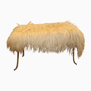 Panca con piedini in ottone e lana di pecora, Italia, anni '50
