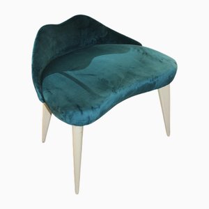 Samt & Lackierte Holzbank von Vittorio Dassi