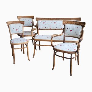 Antique Austrian Bentwood Living Room Set, 1890s, Set of 4