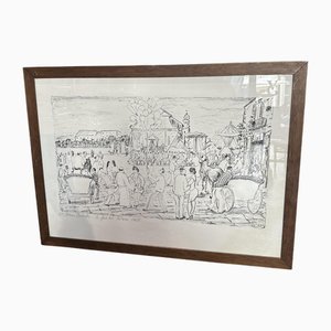 Mario Cortiello, La festa del patrono, 1960s, Lithograph