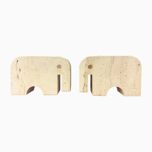 Elephant Travertine Bookends by Enzo Mari, 1970s, Set of 2