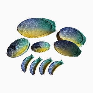 Italian Albisola Ceramic Fish-Shaped Tableware Set, 1960s, Set of 13