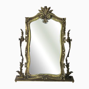 Large Vintage Brass Table Mirror, 1950s