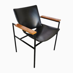 Sillón vintage de cuero de escay negro de Niko Kralj, años 70