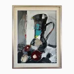 Pitcher with Onions, Oil Painting, Frame