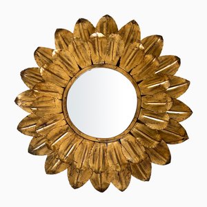 Großer Mid-Century Modern Wandspiegel mit Sonnenblumen-Hintergrundbeleuchtung, Deutschland, 1960er