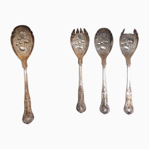 Italian Silver-Plated Serving Cutlery, 1920s, Set of 4
