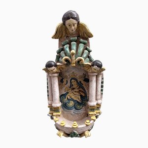 Handverzierter Weihwassertank aus Keramik, 1890er