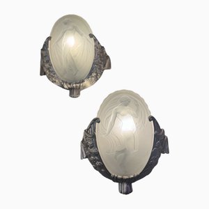 Applique Art Déco di Müller Frères Lunéville, 1930, set di 2