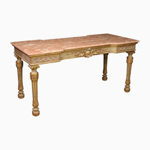 Table Console Laquée avec Plateau en Marbre, Italie, 1960s