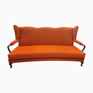 Panca Biedermeier in noce imbottita