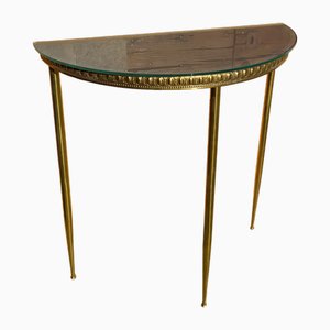 Italian Brass and Glass Console, 1940s