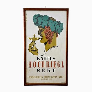 Original Poster für Kattus Hochriegl Schaumwein von Joseph Binder, Wien, 1948