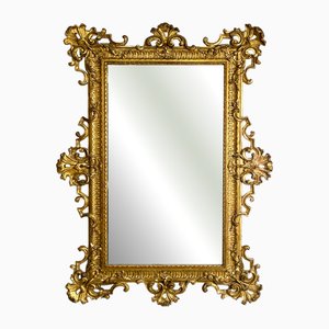 Italian Umbertine Style Gilt Wood Wall Mirror, 1930s