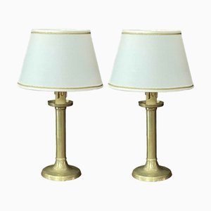 Lampade da comodino portacandele in ottone, Italia, XIX secolo, set di 2