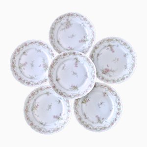 Platos franceses de porcelana de Emile Bourgeois, años 50. Juego de 6