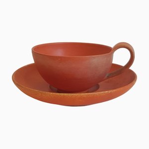 Cup and Saucer by Svend Hammershøi for Kähler, 1930s, Set of 2