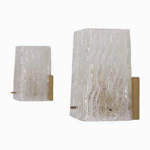 Ice Glass Wall Lights in the style of Zuccheri, 1970s, Set of 2