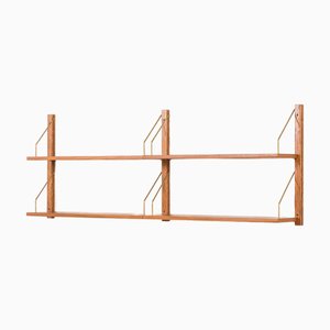 Mid-Century Danish Teak Wall Unit on Hemp Rails, 1960s