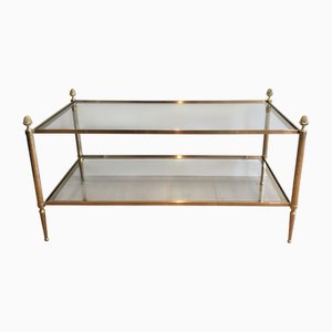 Brass Coffee Table with Double Top from Maison Baguès, 1940s