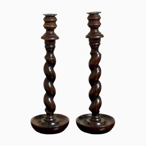 Victorian Candlesticks in Mahogany, Set of 2