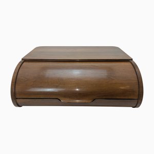 Large Art Deco Box with Walnut Veneer and Round Drawer, 1920s