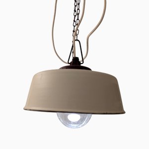 Vintage Industrial Enamel Hanging Lamp, 1950s