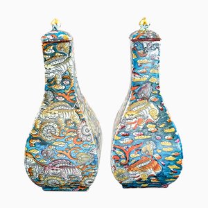 Frühe Ironstone Tiegel mit Bandana Muster von Masons, 1810-1815, 2er Set