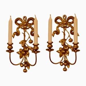 Applique vintage in ottone, set di 2