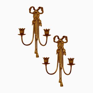 Appliques Murales Mid-Century en Laiton, Set de 2