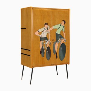 Vintage Wardrobe with Black Enamelled Metal Legs