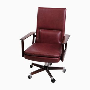 Model 419 Office Chair in Rosewood and Burgundy Leather by Arne Vodder for Sibast, 1960s