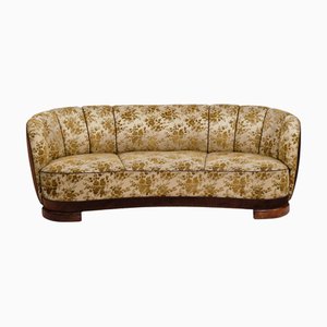 Banana Sofa with Floral Cover and Oak Legs, 1930s-1940s