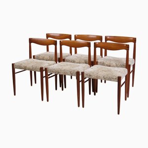 Sedie da pranzo in teak e tappezzeria di Henry W. Klein per Bramin, anni '60, set di 6