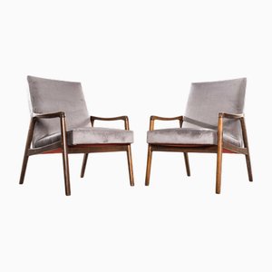 Armchair in Grey Cotton Velvet by Jaroslav Šmídek, 1950s