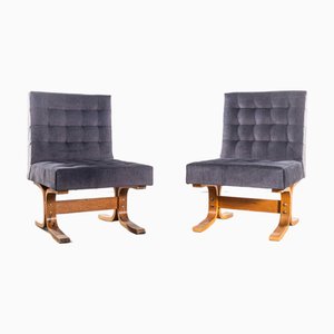 Bratislava Side Chair in Grey Brushed Cotton by Ludvik Volak, 1970s