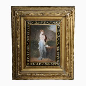 Porcelain Plaque of Psyche Holding a Urn by R. Beyschlag for KPM Berlin, 1880s