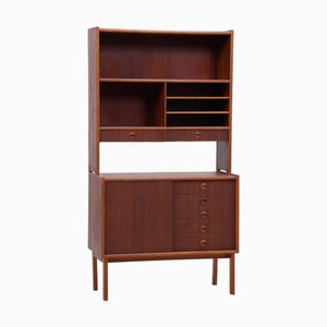 Mid-Century Bücherregal aus Teak mit Schiebetüren und Schubladen, 1960er