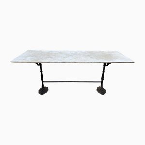 Bistro Table in Cast Iron and White Carrara Marble