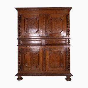Antique Wood 2-Piece Sideboard with Turned Columns
