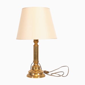 Vintage Brass Table Lamp with Ivory Fabric Lampshade
